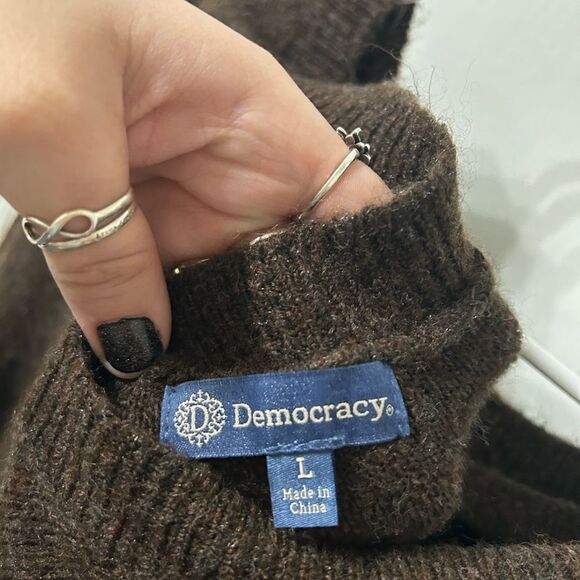 Democracy Brown Crew Neck Sweater with Embellished Shoulder - Picture 4 of 4